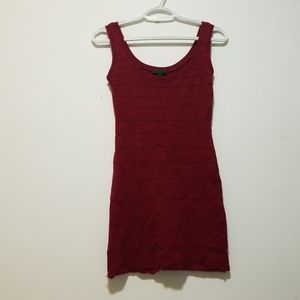 Ribbed red mini dress